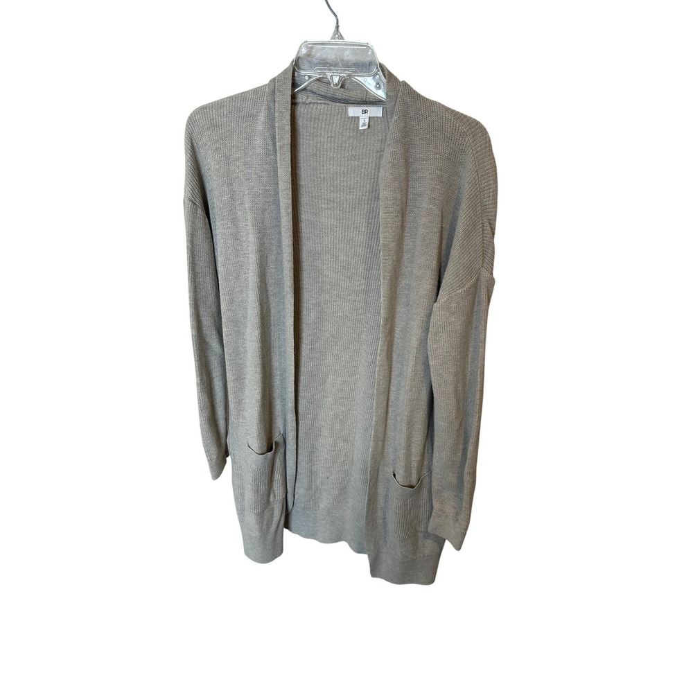 BP Open‎ Front Cardigan Sweater Beige Ribbed Knit Long Sleeve S
